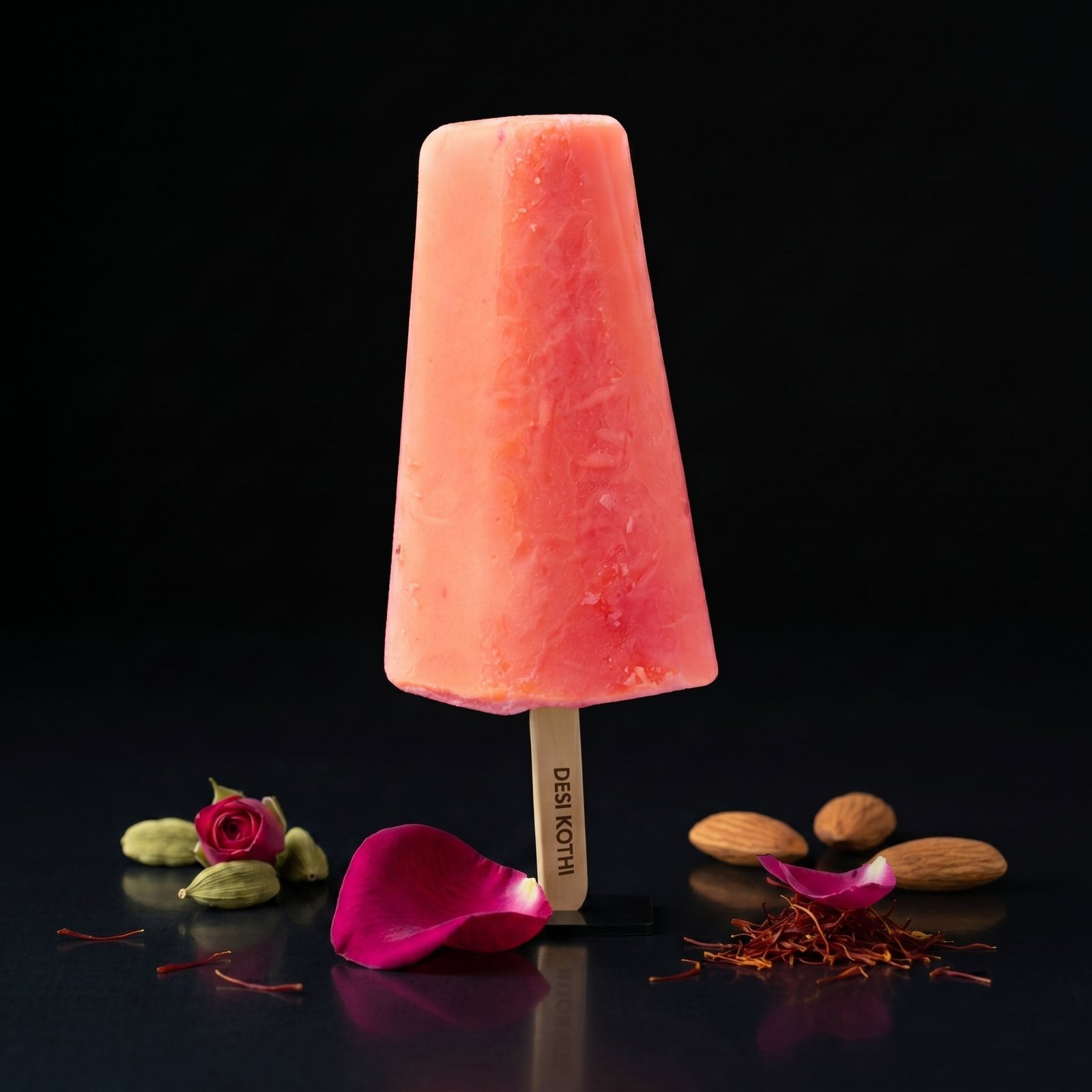 Desi Kothi Ice Cream — made with real rose, cardamom, almonds and saffron